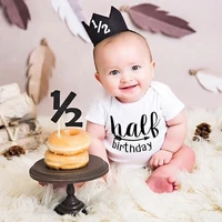 one half birthday infant bodysuits baby 12 half birthday print romper jumpsuit outfits one piece boys girls gift clothes