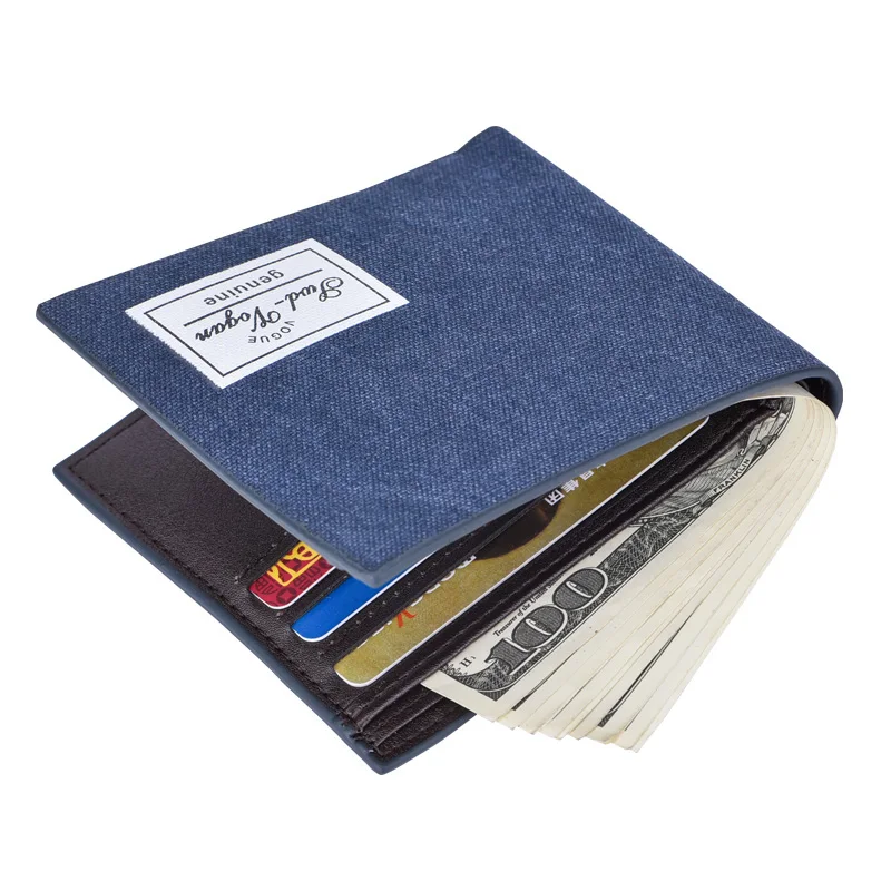 Мужской кошелек из парусины короткий студенческий тонкий милый передний карман