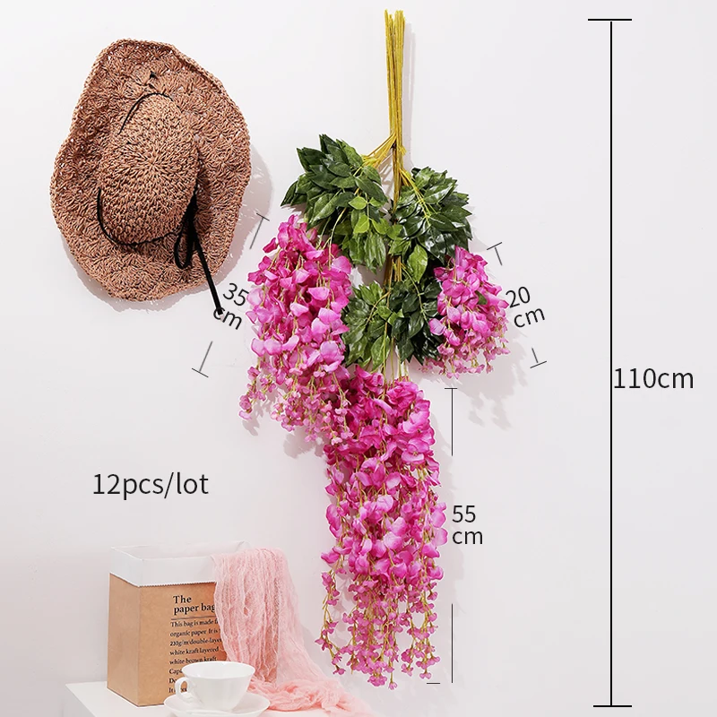12 шт./лот искусственные шелковые Висячие Цветы лоза висячий букет из ротанга