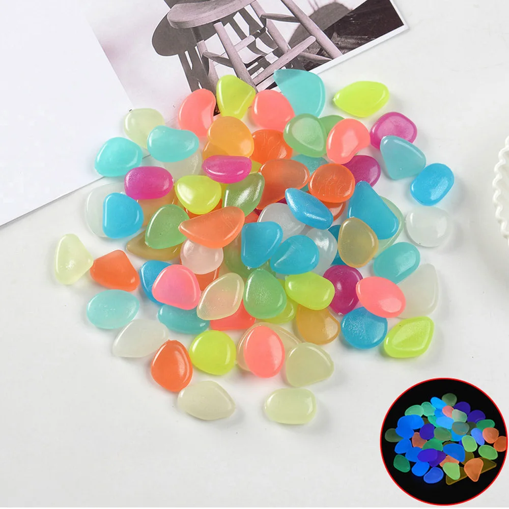 

Светящиеся камни для сада, 100 шт., светящиеся камни для сада, галька светится в темноте, для садовой аллея, дорожки, патио, лужайки, декор для а...