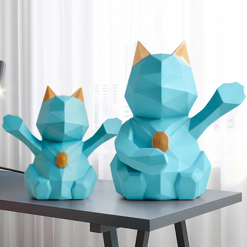 Скандинавский минималистичный Декор счастливая кошка геометрические статуи