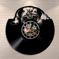 puppy dog wall decor dog breed lying british bulldog custom wall clock vinyl record lp art personalized dog name clock watch