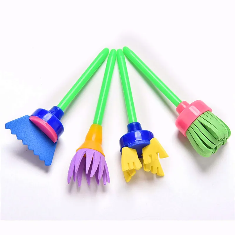 

4pcs/set DIY Painting Tools Sponge Drawing Brush Toy Children Rotate Flower Stamp Set Art Supplies Kids Early Educational Toy