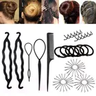 Набор пластиковых аксессуаров для волос сделай сам для женщин, инструменты для укладки волос, смешанные стили, Пончик, булочка, твист, бигуди, устройство для создания кос, инструмент для прически