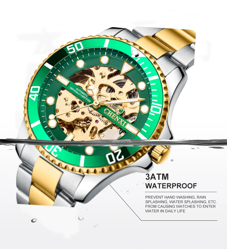 

CHENXI Top Brand Luxury Sport Mechanical Watch Luxury Golden Watch Mens Watches Montre Homme Clock Men Automatic Skeleton Watch