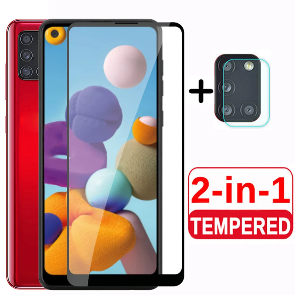 2 In1 защитное закаленное стекло на экран для Samsung A21s A51 A50 A71 A20e A10 M21 M31 объектив