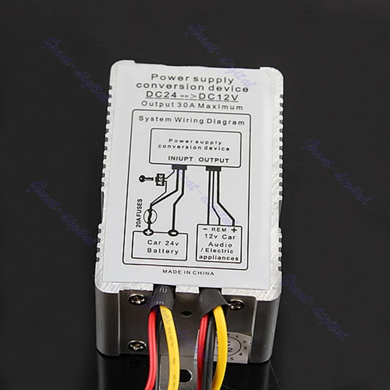

24V to 12V DC-DC Conversion Device Car Power Supply Inverter Converter 30A