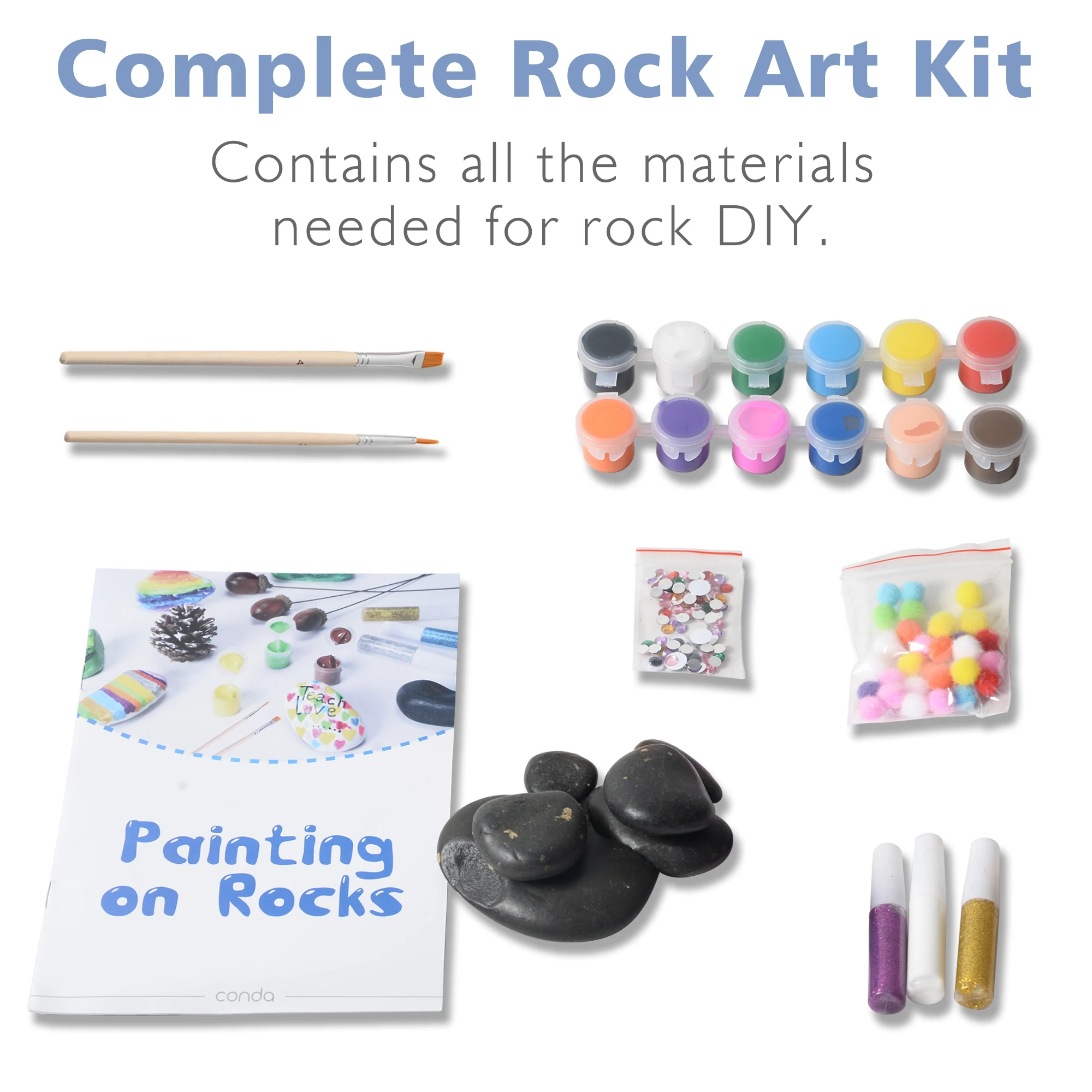 KIDDYCOLOR Rock Art Kit for Painting and Coloring DIY Set Creative Colorful Magic Stone Gift Supplies | Канцтовары для офиса и