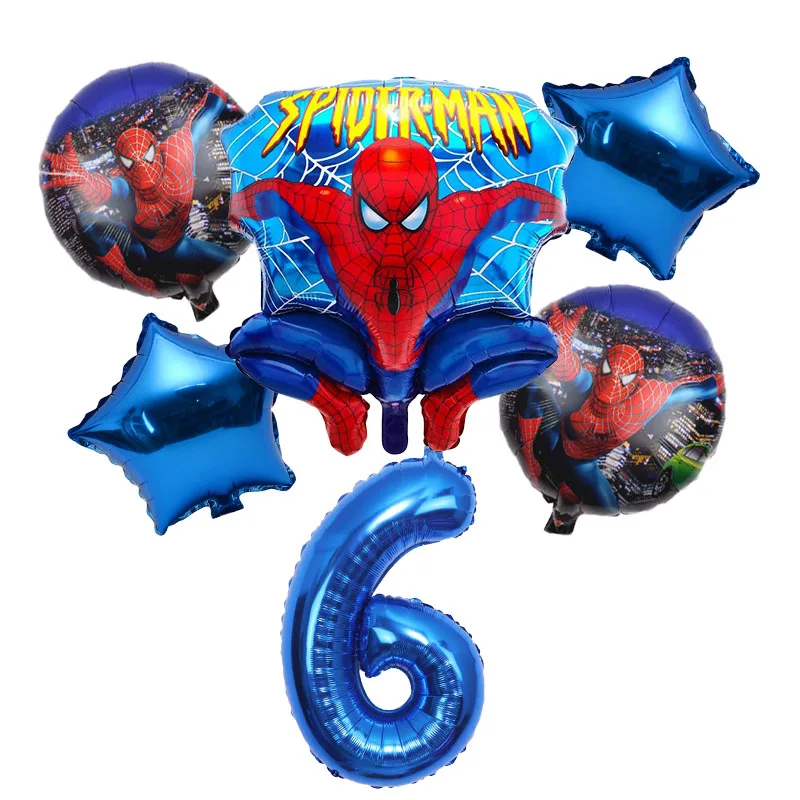 

5/6pcs Spiderhero Foil Helium Balloons 32" Red Blue Number Party Inflatable Ball Birthday Party Decoration Kids Toy Star Globo