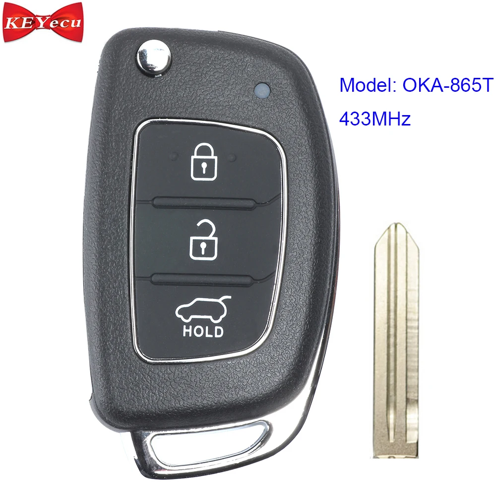 KEYECU для Hyundai Elantra 2014 2015 2016 дистанционный ключ брелок Модель: OKA 865T 433 МГц ID46 чип 3