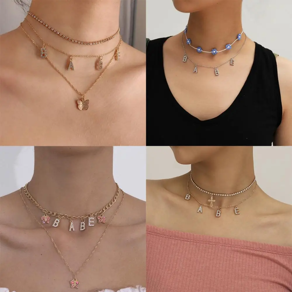 2020 модное сексуальное хрустальное ожерелье чокер с буквенным принтом