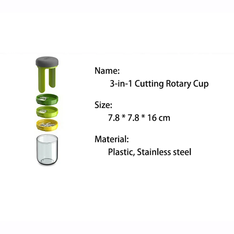 Ручной спирализатор 3 в 1 спиральный вращающийся резак шелковая чашка пресс для