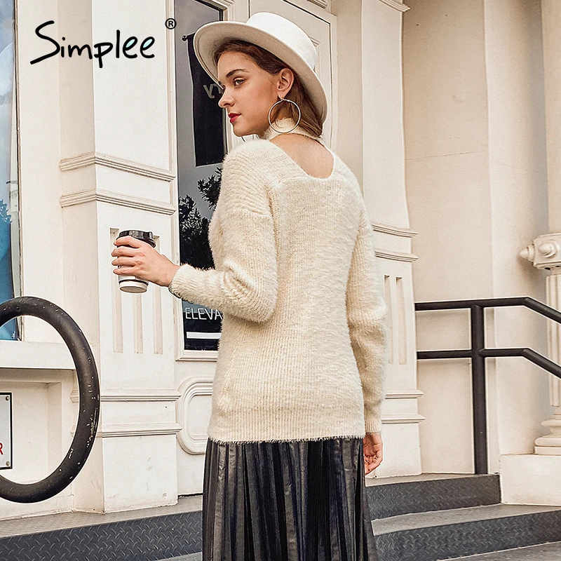 Женский вязаный свитер Simplee привлекательный пуловер на лямке с открытыми плечами