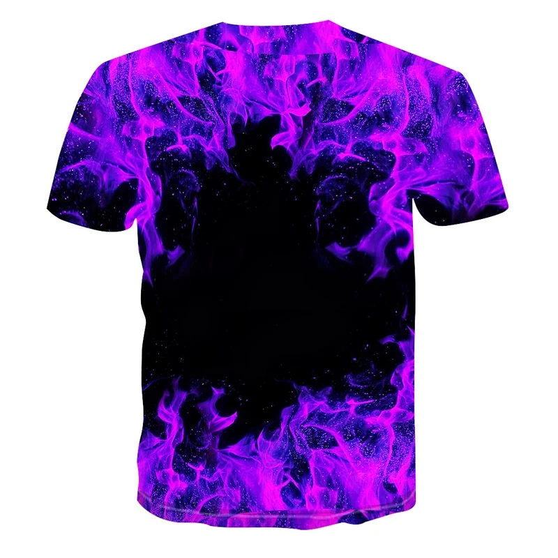 

Summer 2021 New 3D Printed T-shirt Color Fire Print Men's T-shirt Print Casual Fashion Fun T-shirt Round Neck Short Sleeve