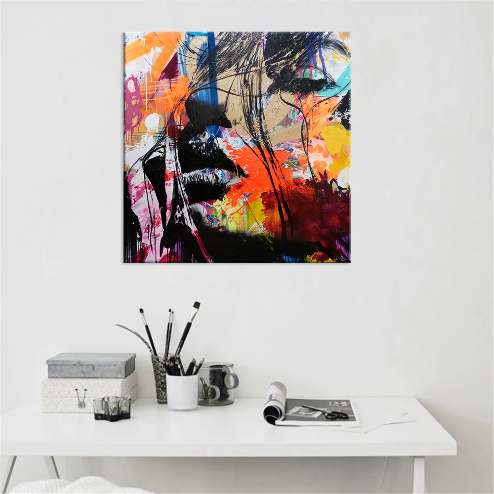 Абстрактная настенная живопись на холсте картина маслом женское лицо красочные