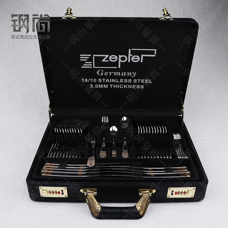 Роскошная китайская столовая вилка ложка набор ножей столовых приборов дорожная