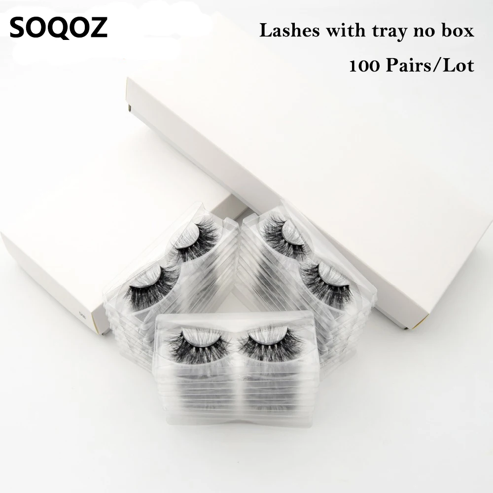 100 пар/лот накладные ресницы 3D норковые с лотком без коробки ручной работы макияж