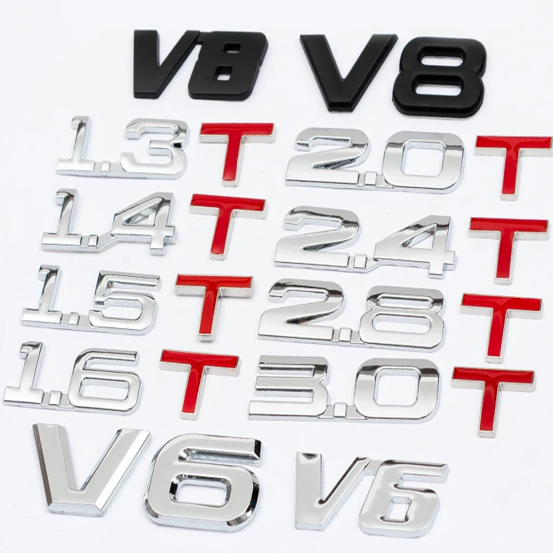 

Металлическая 3d-наклейка для автомобиля V6 V8 Badge 2,4 T 2,5 T 3,0 T 1,6 T 1,5 T 1,3 T 1,4 T 2,0 T