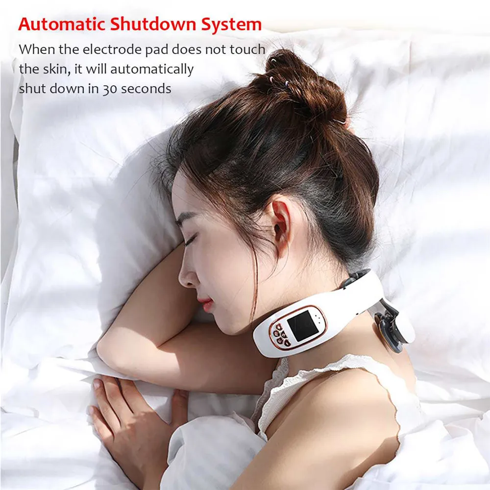 

6 Heads Smart Electric Neck and Back Pulse Massager TENS Wireless Heat Cervical Vertebra Relax Pain Kneading Massage Machine