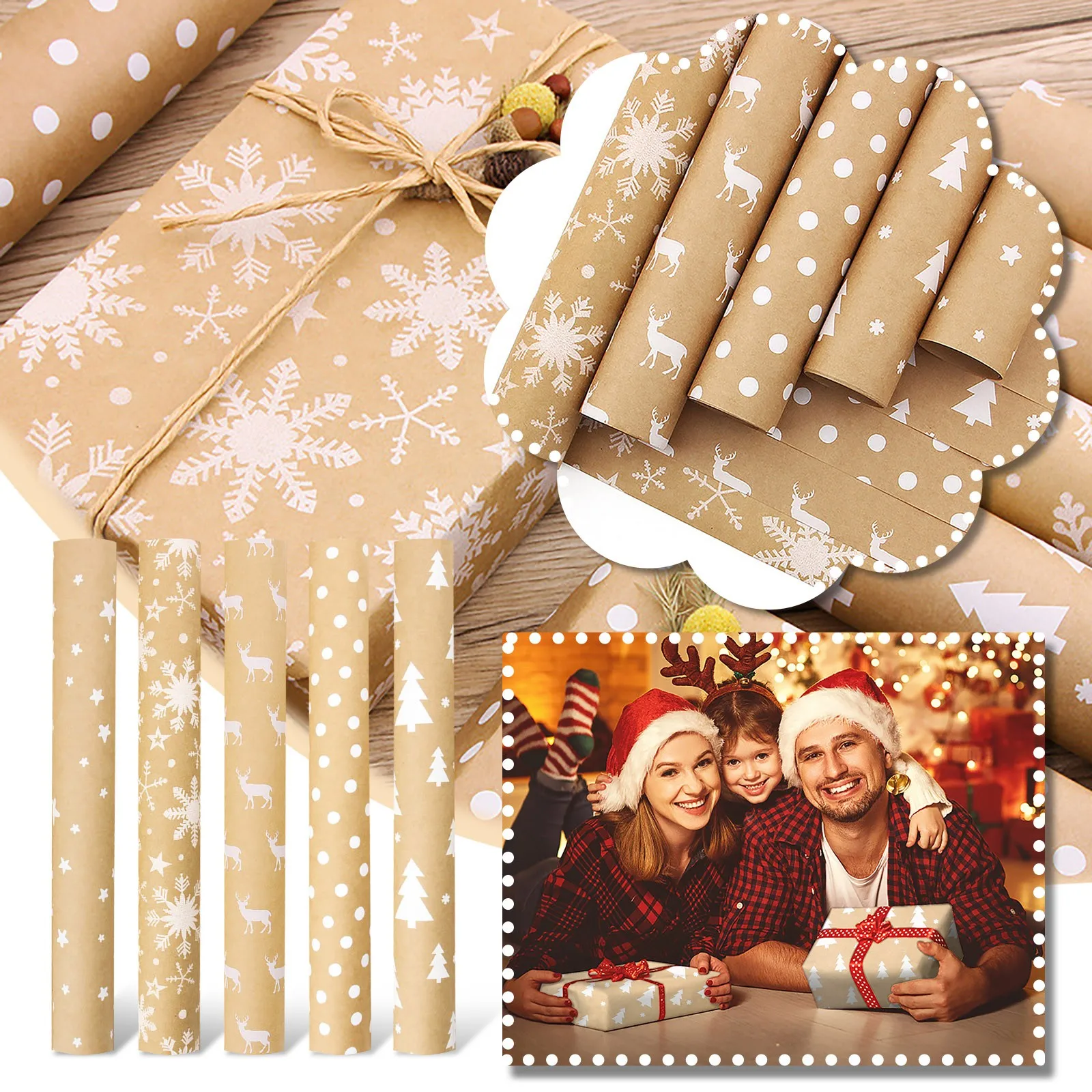 

1pcs Single-sided Christmas Wrapping Paper Classic Santa Claus And Other Patterns Christmas Decoration Новогодние Украшения 2022