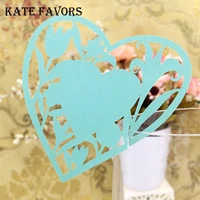 newest 50pcsset wedding table decoration place cards laser cut heart floral wine glass place cards for wedding party decoration