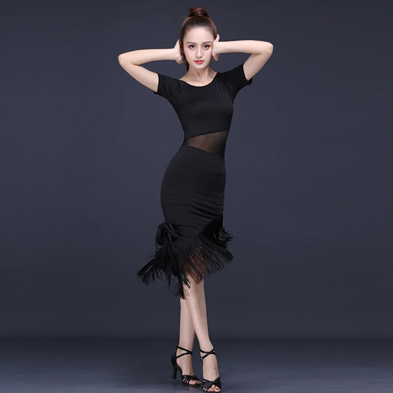

2022 New Latin Dance Dress for Women Sexy Female Fringe Latin Dance Skirt Ballroom Rumba Latin Dance Competition Dresses F125