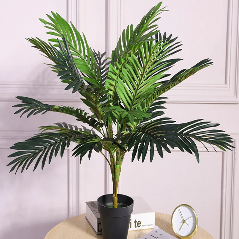 

60cm 18 Heads Tropical Plants Large Artificial Palm Tree Bonsai Tall Fake Tree Branch Silk Palm Leafs For Home Office Wedding