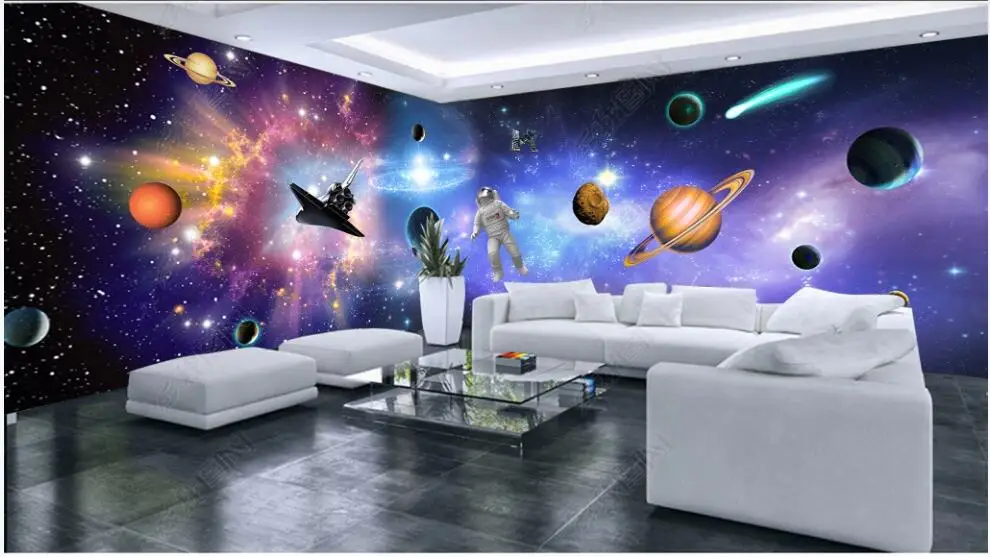 

3d обои для стен в рулонах, космос, звездное небо, планета, космический корабль, астронавт, фотообои на стену, 3d домашний декор