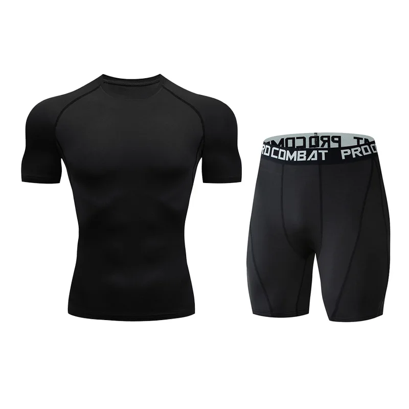 Summer New Style Men's Quick-Drying Suit Fitness Sports Running Sets Gym Compression Breathable Tight-Fitting Workout Clothing | Спорт и