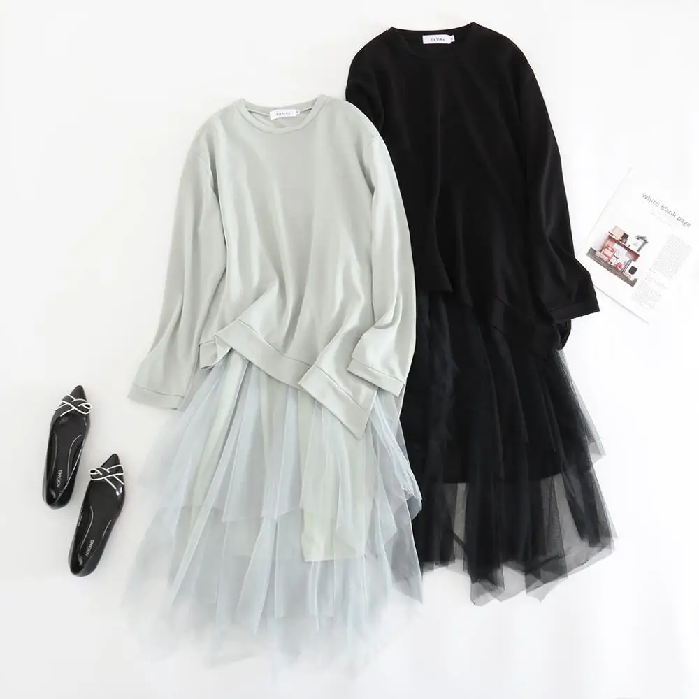 Женское свободное Повседневное платье большого размера весна лето осень