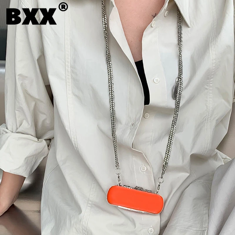 

[BXX] Женская новая мини-сумка из искусственной кожи с цепочкой через плечо, сумка на застежке, индивидуальная универсальная милая сумка на гр...