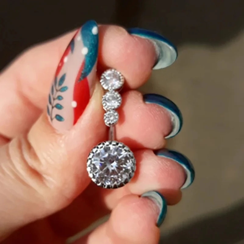 

2pcs Silver&Gold Set Crystal Navel Rings Barbell Drop Dangle Body Piercing Surgical Body Jewelry Belly Button Ring body chain