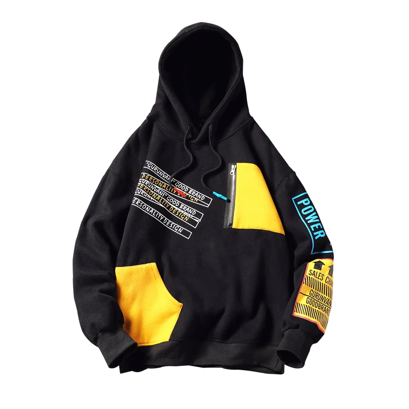 

Толстовка мужская составного кроя, брендовый Свитшот контрастных цветов, длинный рукав, пэчворк, стиль хип-хоп, большие размеры, осень