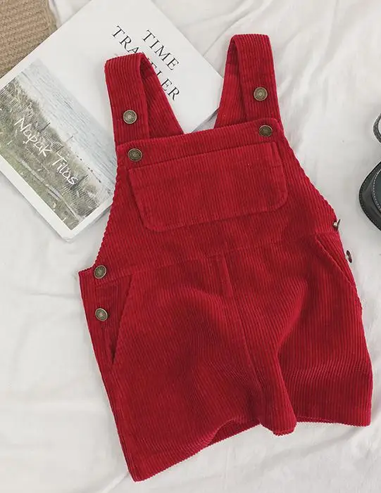 Girls' Corduroy Strap Dress Children's Autumn And Winter New Clothes Foreign Style Thickened Vest Dress Kids Dresses For Girls - Цвет: Красный