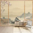 3D обои Имитация деревянной двери японский татами гостиничный фон Настенная роспись ретро салон красоты Hanfu фото фон Стена