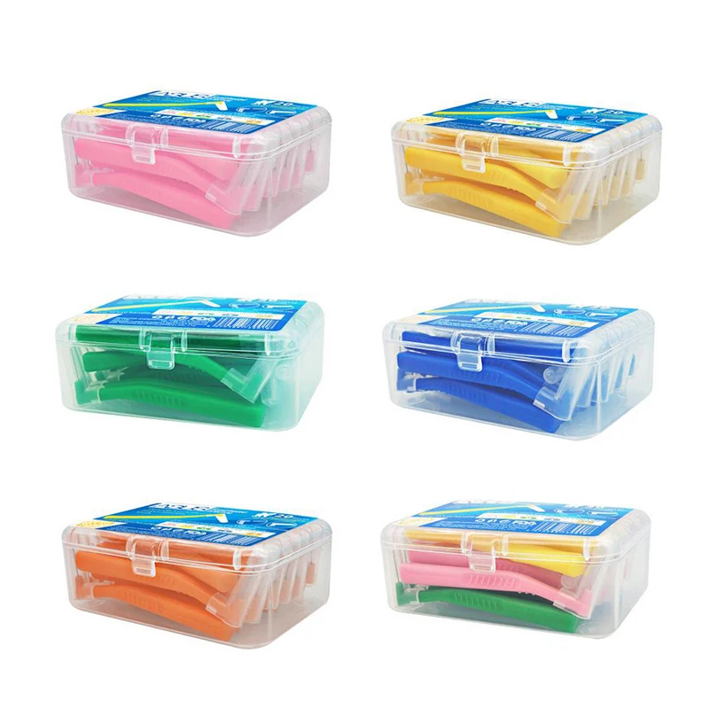 20 штук зубной нити для чистки ортодонтических проволок, зубная щетка, зубочистка 0,6 мм-1,2 мм с L-образным межзубным промежутком.