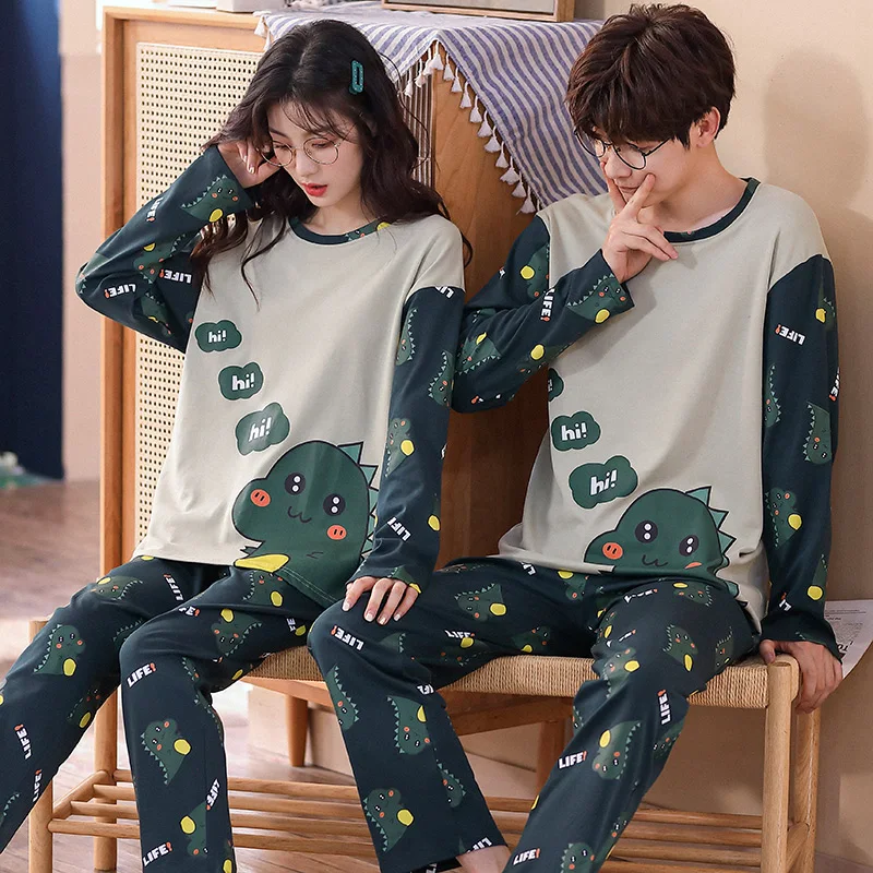 Пижама женская/Мужская хлопковая с длинным рукавом на осень/зиму | Мужская одежда