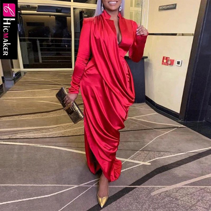 Женское однотонное платье с глубоким вырезом рюшами длинным рукавом облегающее