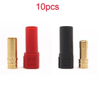 10pcs amass xt150 6mm banana connector plug gold plating male female with red black sheath for lipo battery rc model parts