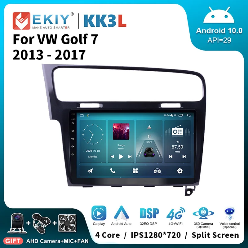 

EKIY KK3L Android Auto Radio For VW Volkswagen Golf 7 2013-2017 IPS Multimedia Video Player Navigation GPS Carplay Head Unit DVD