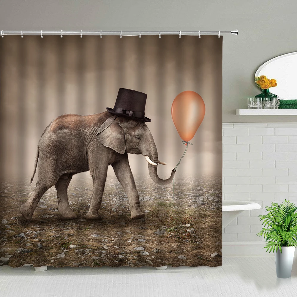 Водонепроницаемая занавеска для душа с принтом слона набор занавески ванной