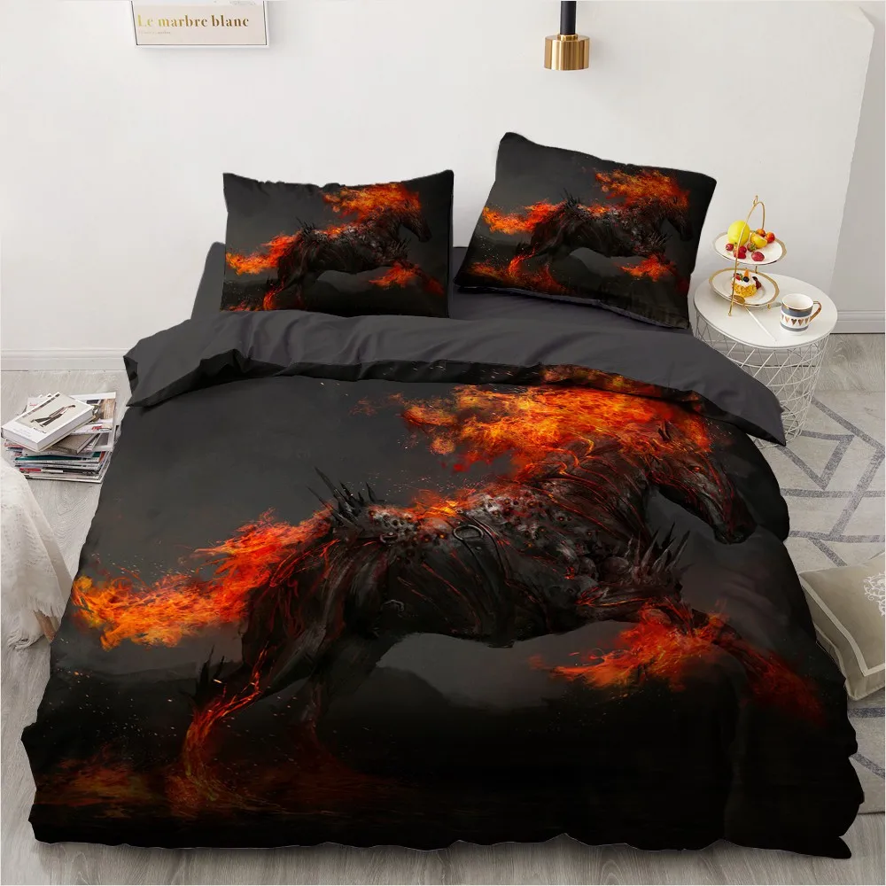 

3D Demon Design Bed Linen Comforter Quilt Cover Bedding Set Double King Queen Double Single Size Home Textile