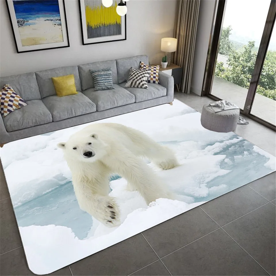 Cute Polar Bear Children Room Carpet 3D Animal Rug Living Flannel Sponge Bath Mat Absorbent Home Decor Hallway | Дом и сад