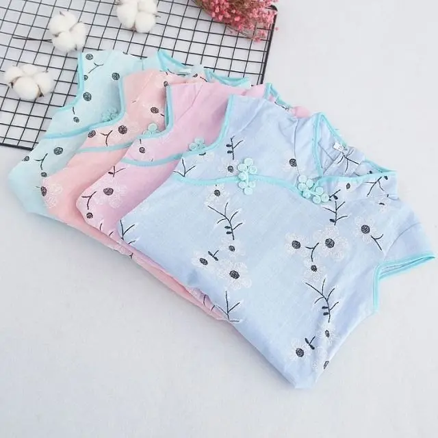 Платье принцессы для девочек женское платье облегающее Хлопковое платье-Ципао с