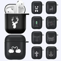for apple airpods 1st 2nd gen anti fall black soft silicone white image printing pattern wireless bluetooth earphone cases