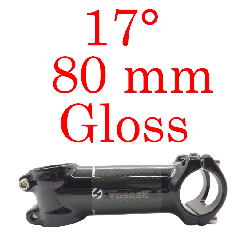 angle 17 Gloss 80mm TOSEEK Горный/Шоссейный велосипед Алюминий углерода стволовых коробку подлинной угол 6/17 матовый черный 31,8*60/70/80/90/100/110120 мм 145 г рулевая колонка велосипеда - Цвет: angle 17 Gloss 80mm