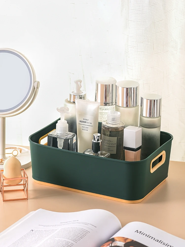 

Large Capacity Cosmetic Storage Box Bathroom Desktop Beauty Makeup Organizer Skin Care Storage Basket