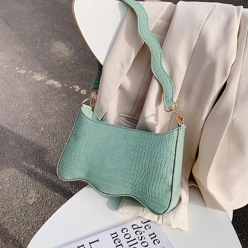 

Quality Bags For Women 2021 Retro Small Shoulder Bag Summer Stone Pattern Handbag And Purse Solid Color Leather Totes Bag