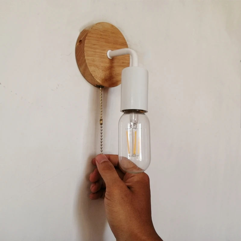 Скандинавский деревянный настенный светильник с переключателем контракт бра