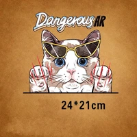 24x21cm cartoon cat iron on patches for diy heat transfer clothes t shirt thermal transfer stickers decoration printing